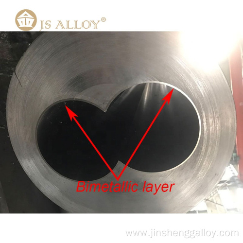 Bimetallic parallel twin screw barrel for PVC pipe 150KG caco3 for extrusion